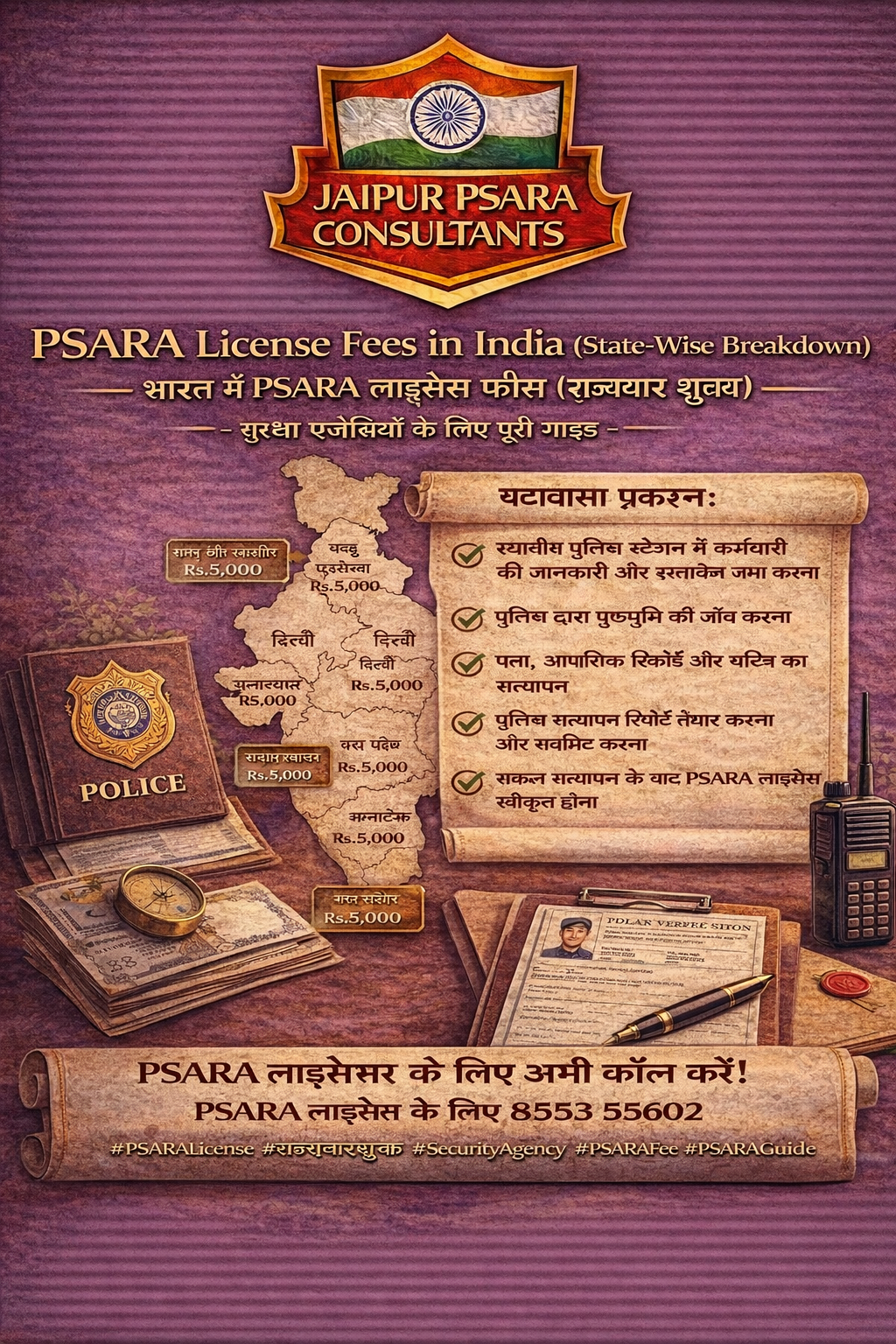 You are currently viewing ✅ PSARA License Fees in India (State-Wise Breakdown) – Complete Guide for Security Agencies