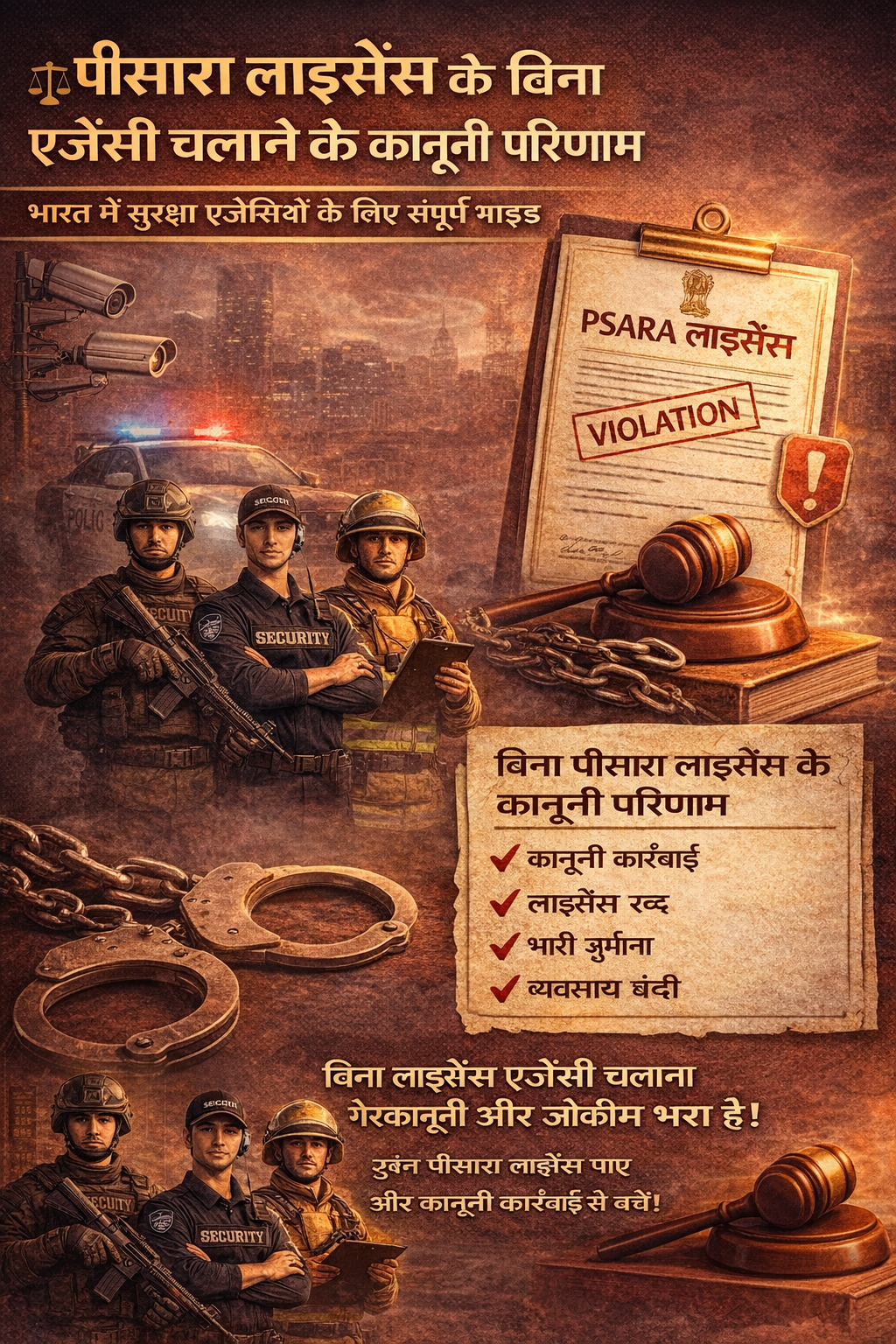 Read more about the article ⚖️ Legal Consequences of Operating Without PSARA License – Complete Guide for Security Agencies in India